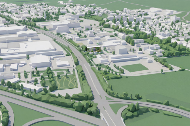 Lageplan von der Stadt Senden, in dem das Greenhouse eingezeichnet ist.