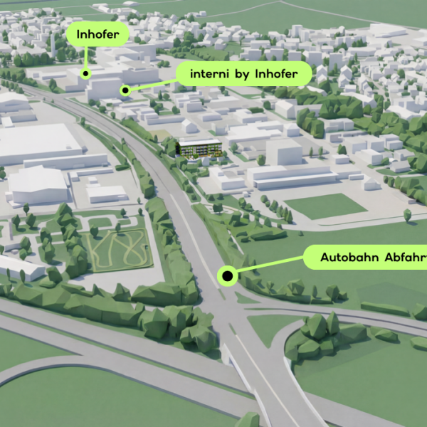 Lageplan von der Stadt Senden, in dem das Greenhouse eingezeichnet ist.